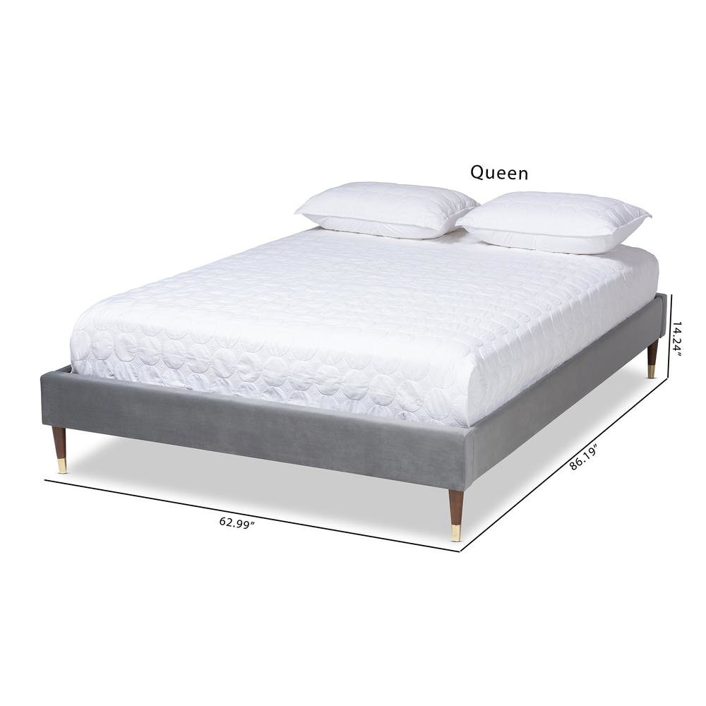 Full Size Wood Platform Bed Frame with Gold-Tone Leg Tips. Picture 17