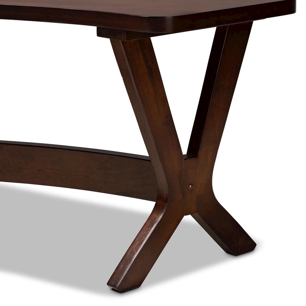 Baxton Studio Berlin Mid-Century Modern Walnut Finished Wood Curved Dining Bench. Picture 11