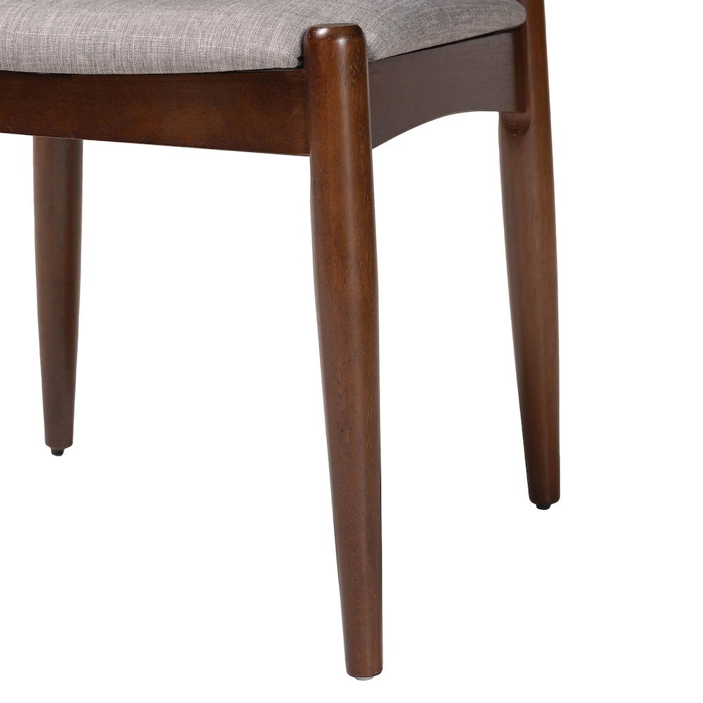 Light Gray Fabric Upholstered Walnut Finished Wood Dining Chair Set of 2. Picture 14