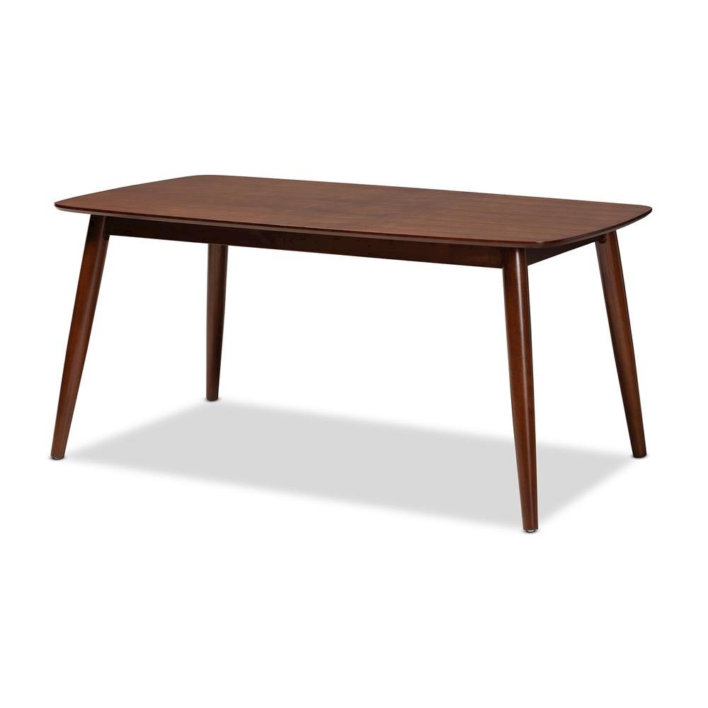 Baxton Studio Edna Mid-Century Modern Walnut Finished Wood Dining Table. Picture 9