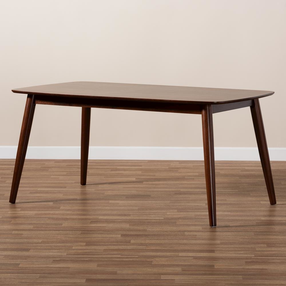 Baxton Studio Edna Mid-Century Modern Walnut Finished Wood Dining Table. Picture 15