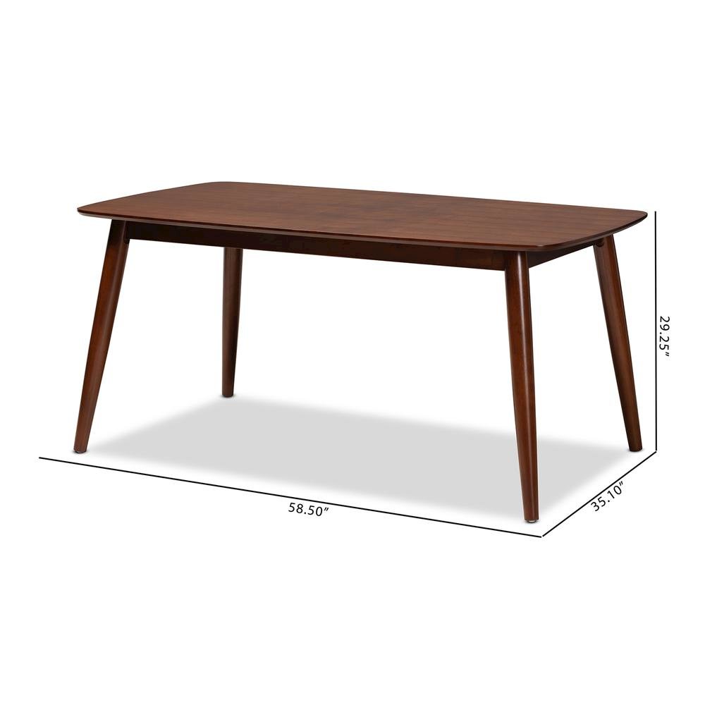 Baxton Studio Edna Mid-Century Modern Walnut Finished Wood Dining Table. Picture 16