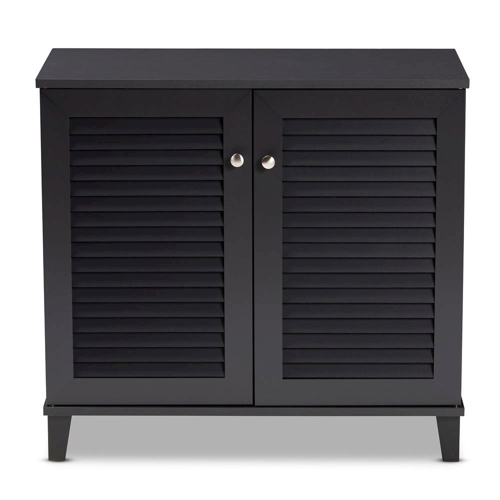 Dark Grey Finished 4-Shelf Wood Shoe Storage Cabinet. Picture 13