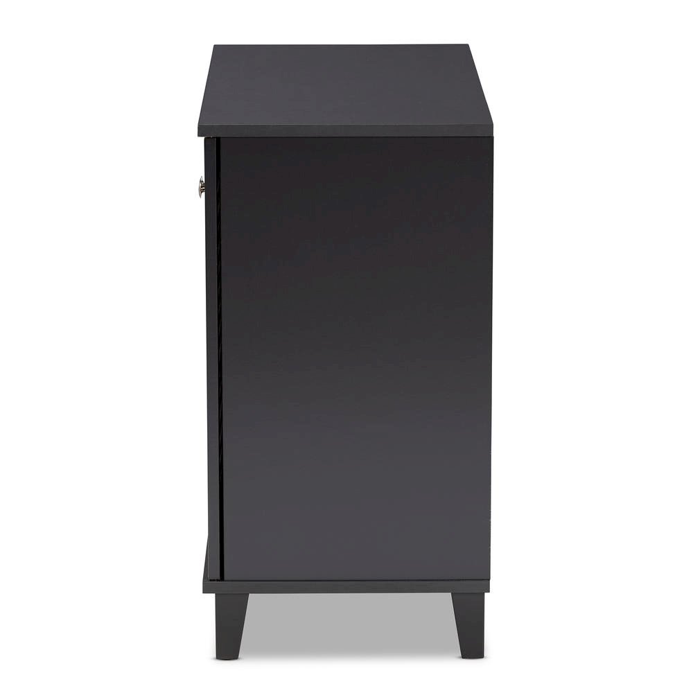 Dark Grey Finished 4-Shelf Wood Shoe Storage Cabinet. Picture 14