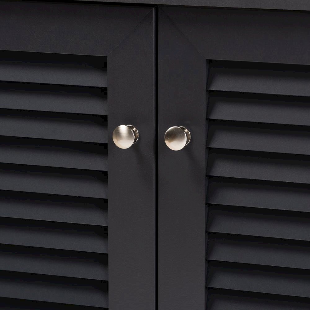 Dark Grey Finished 4-Shelf Wood Shoe Storage Cabinet. Picture 15