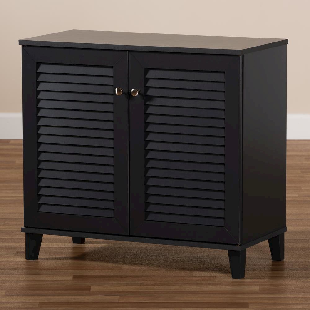 Dark Grey Finished 4-Shelf Wood Shoe Storage Cabinet. Picture 19