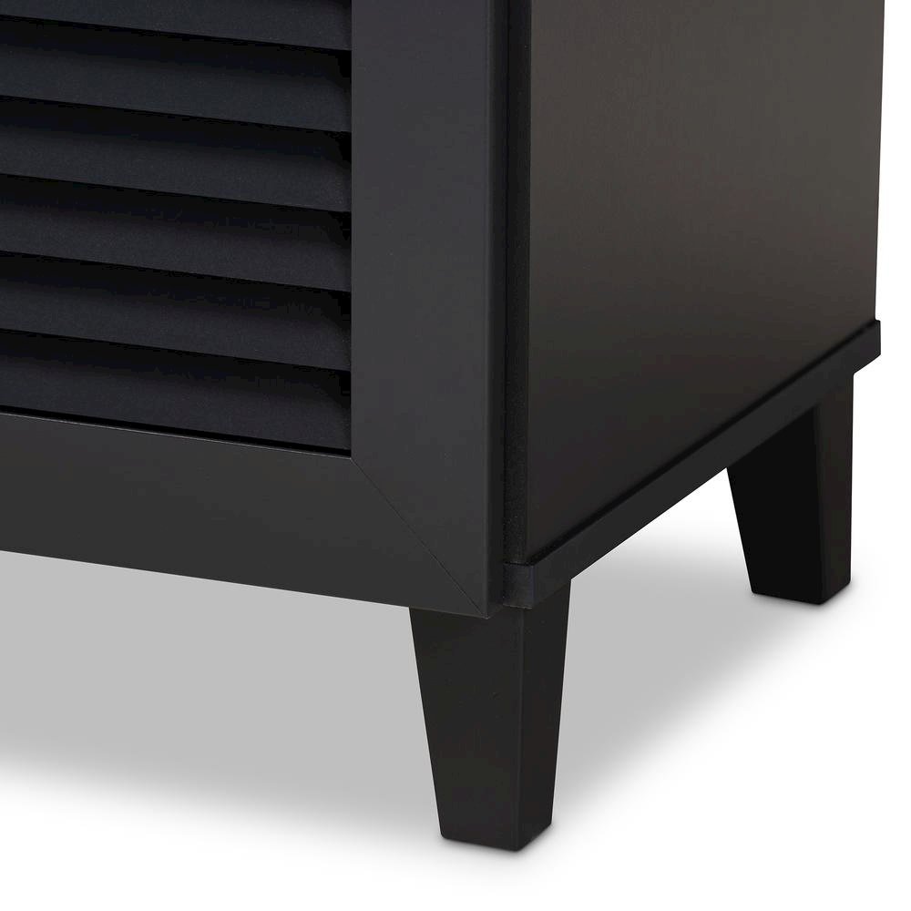Dark Grey Finished 4-Shelf Wood Shoe Storage Cabinet with Drawer. Picture 16