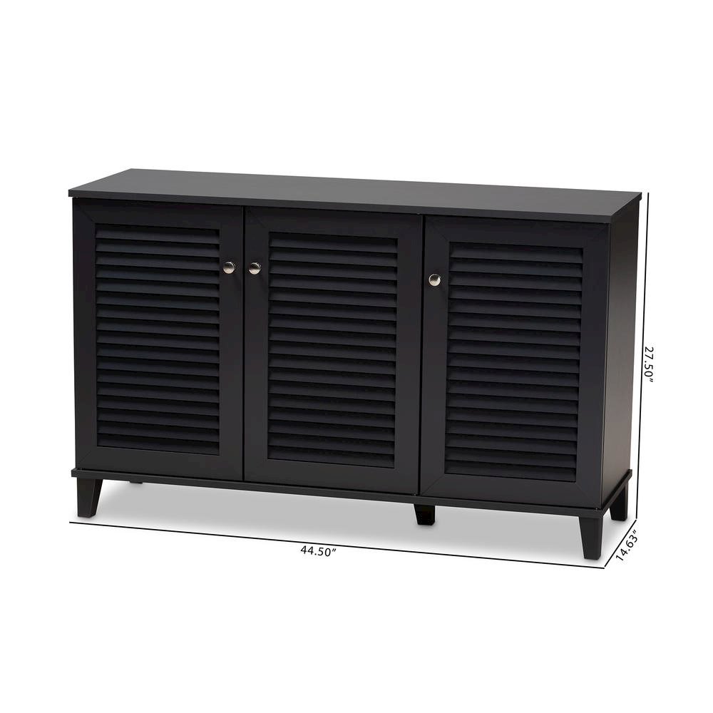 Dark Grey Finished 8-Shelf Wood Shoe Storage Cabinet. Picture 18