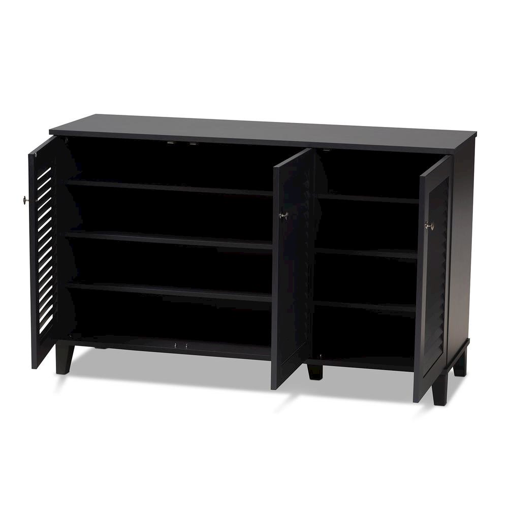 Dark Grey Finished 8-Shelf Wood Shoe Storage Cabinet. Picture 11