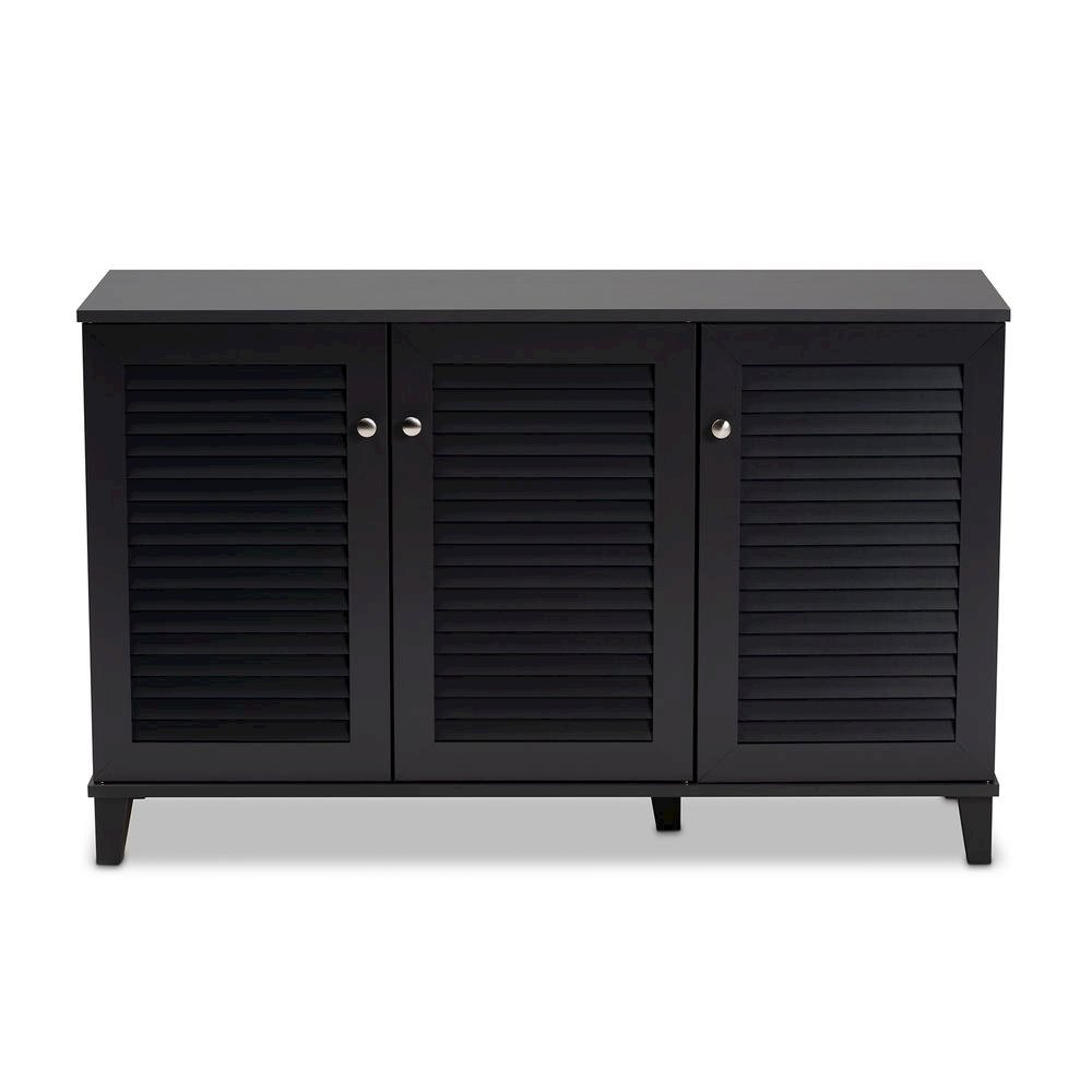 Dark Grey Finished 8-Shelf Wood Shoe Storage Cabinet. Picture 12