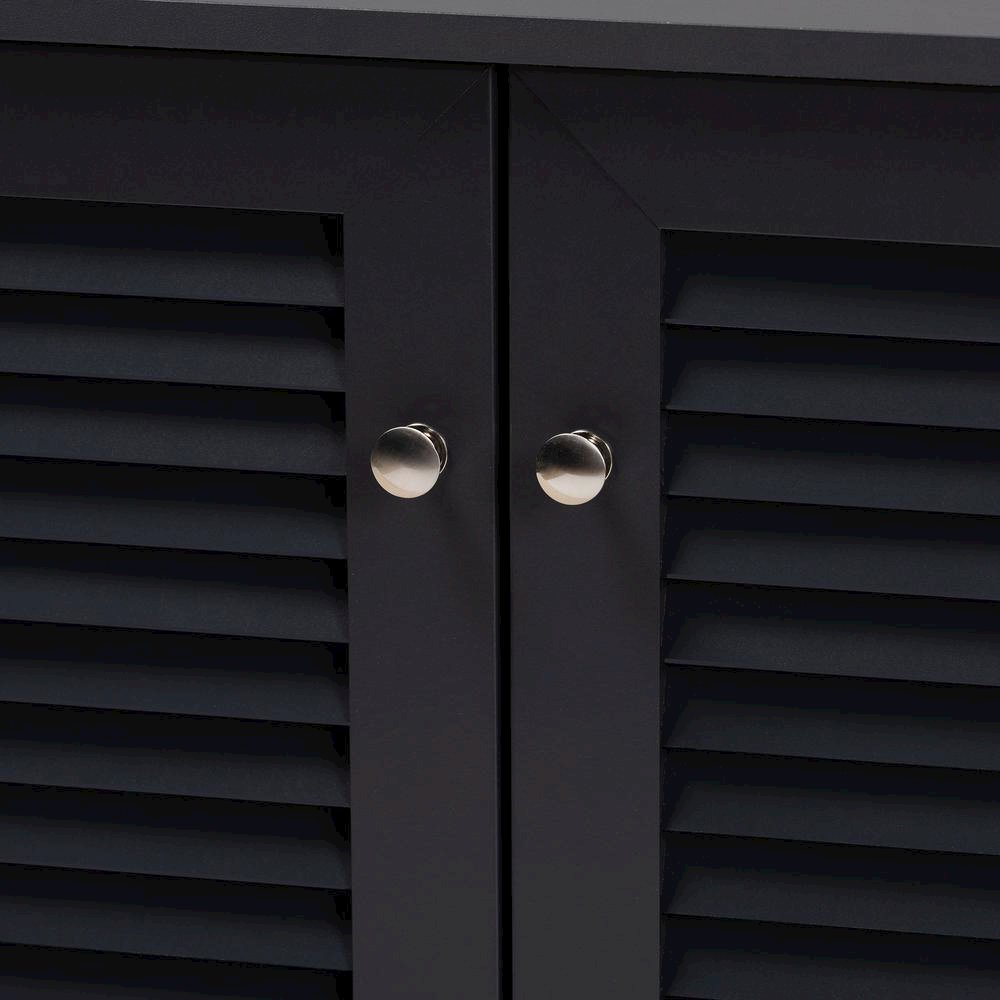 Dark Grey Finished 8-Shelf Wood Shoe Storage Cabinet. Picture 13