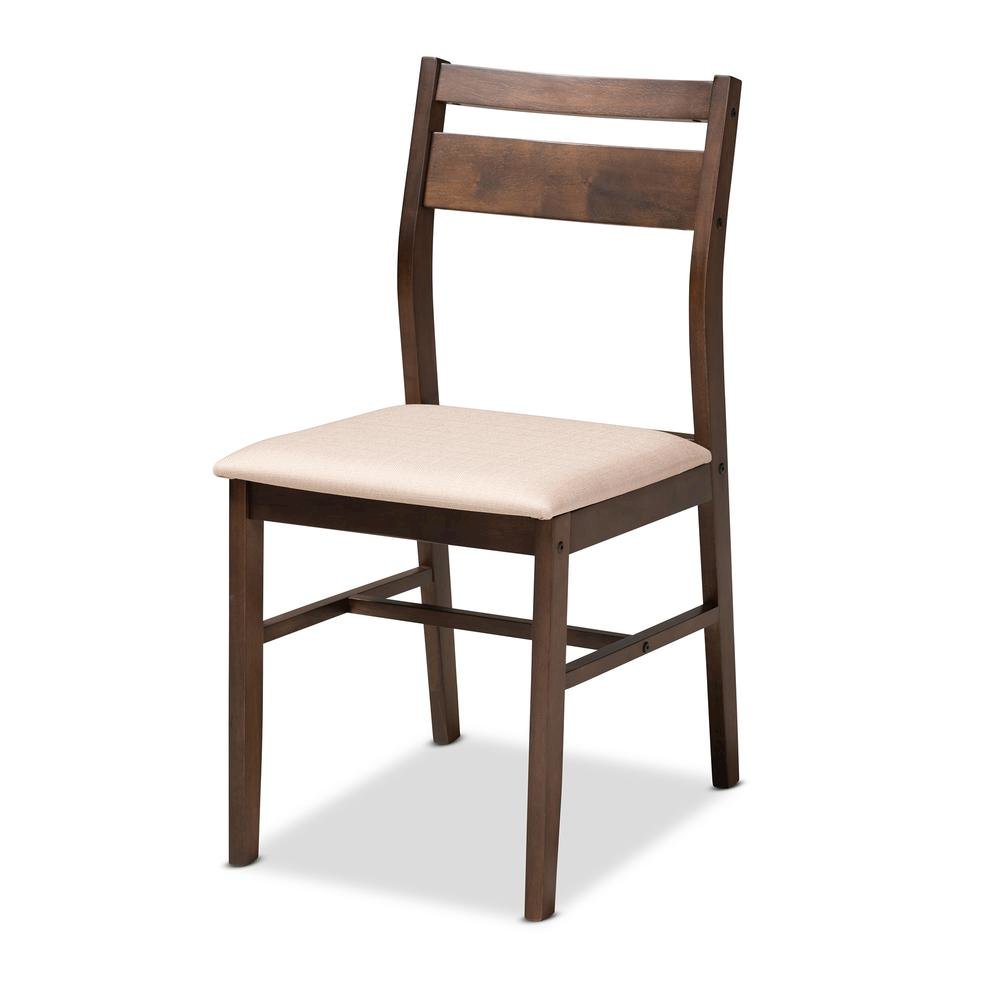 Beige Fabric Upholstered Dark Walnut-Finished 5-Piece Wood Dining Set. Picture 12