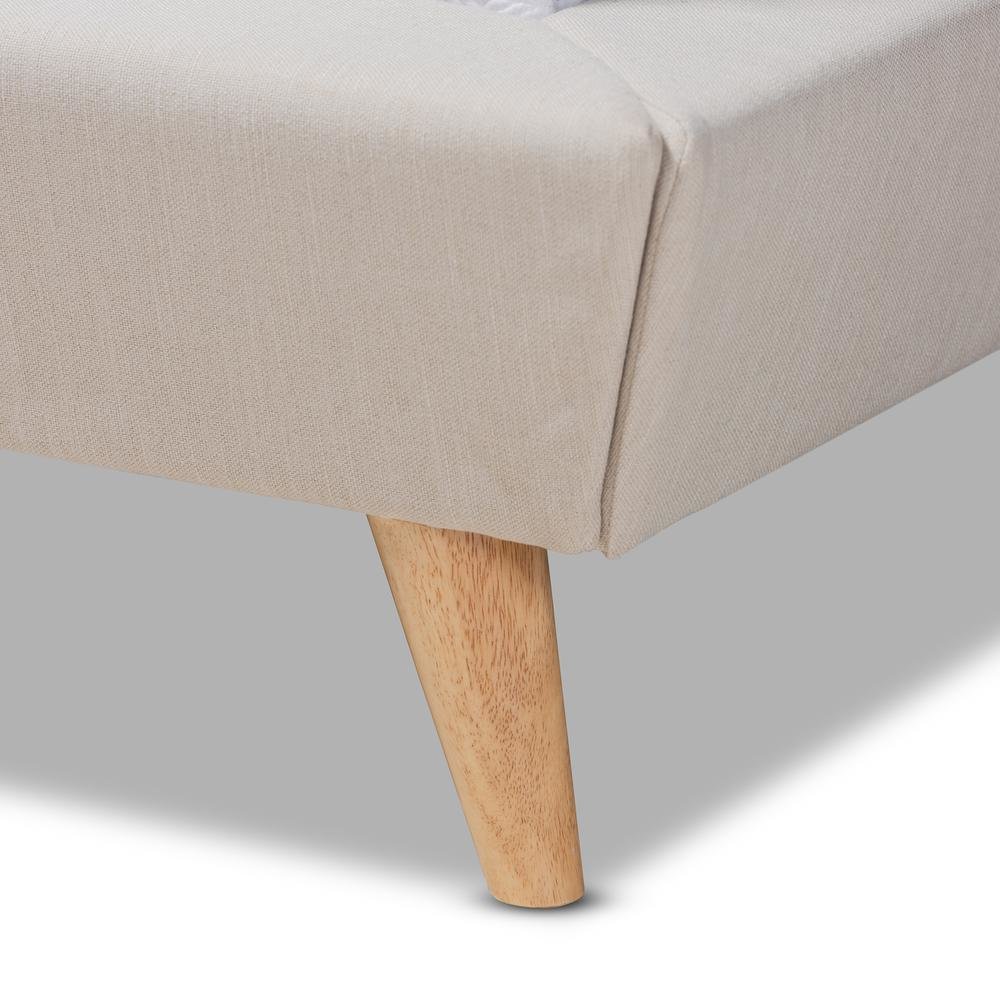 Naya Mid-Century Modern Beige Fabric Upholstered King Size Wingback Platform Bed. Picture 14