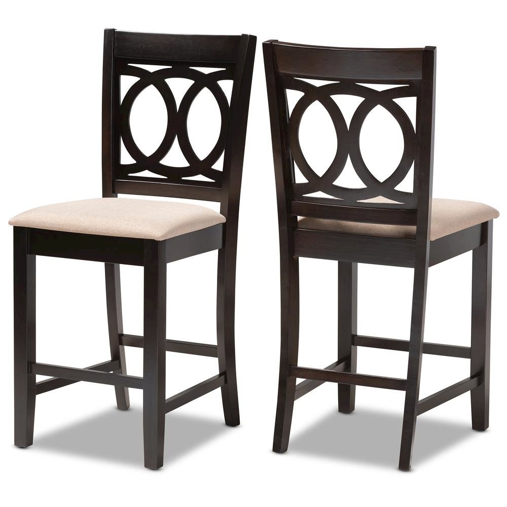 Espresso Brown Finished Wood 2-Piece Counter Height Pub Chair Set. Picture 8