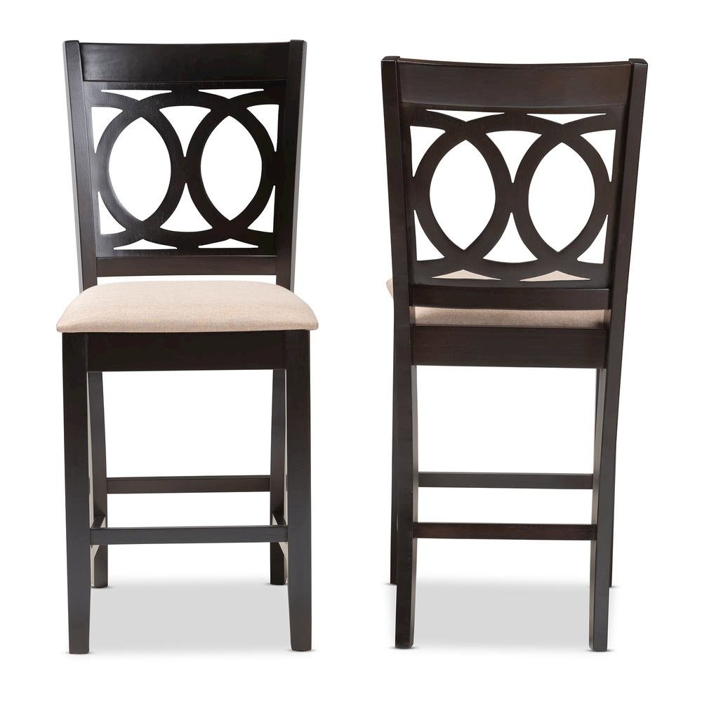Espresso Brown Finished Wood 2-Piece Counter Height Pub Chair Set. Picture 9