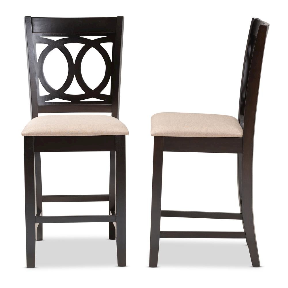 Espresso Brown Finished Wood 2-Piece Counter Height Pub Chair Set. Picture 10