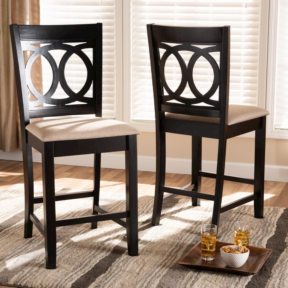 Espresso Brown Finished Wood 2-Piece Counter Height Pub Chair Set. Picture 12