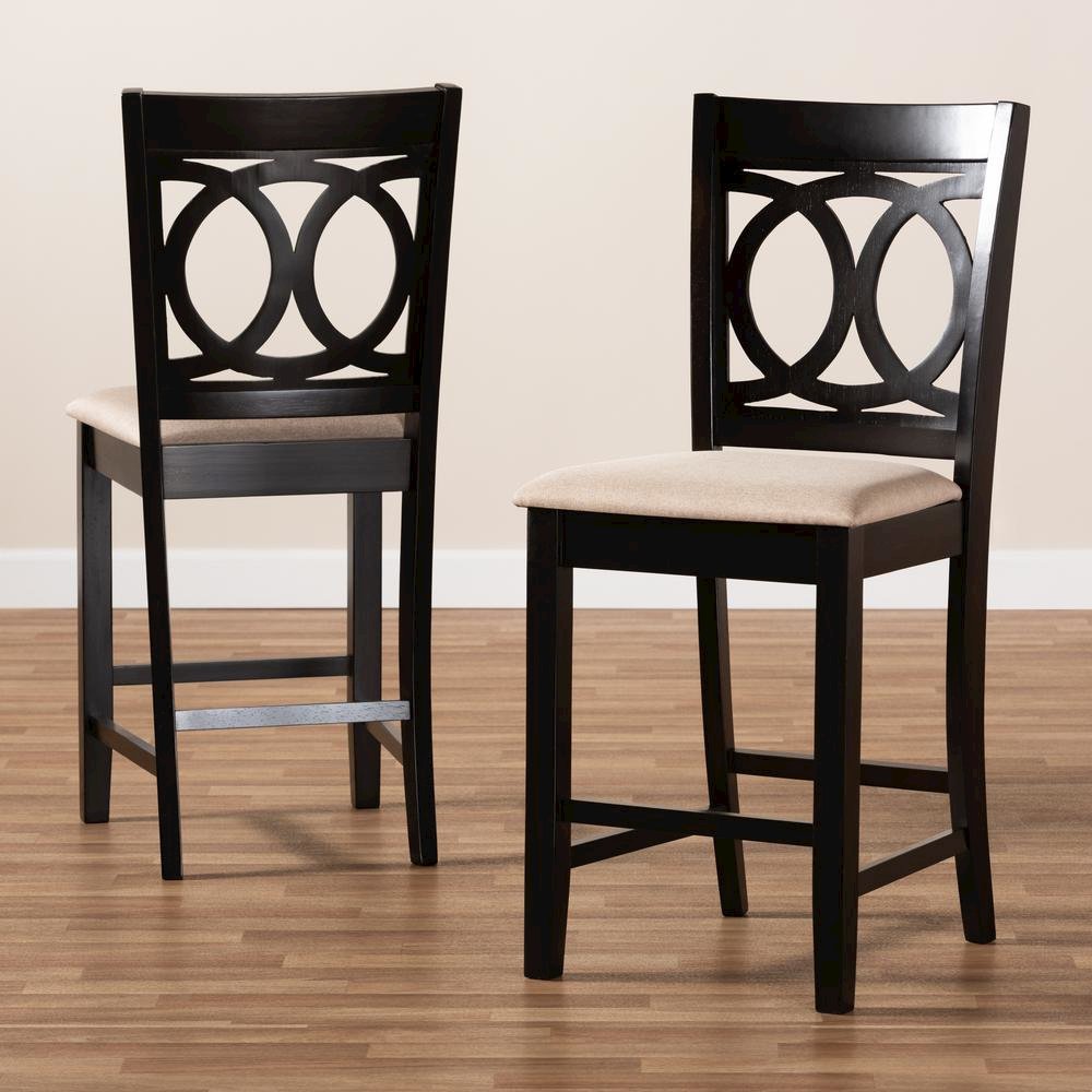 Espresso Brown Finished Wood 2-Piece Counter Height Pub Chair Set. Picture 13