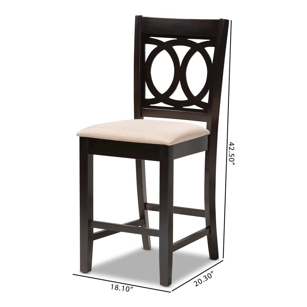 Espresso Brown Finished Wood 2-Piece Counter Height Pub Chair Set. Picture 14