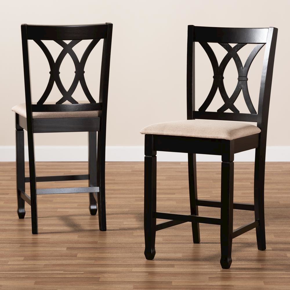 Espresso Brown Finished Wood Counter Height Pub Chair Set of 2. Picture 13