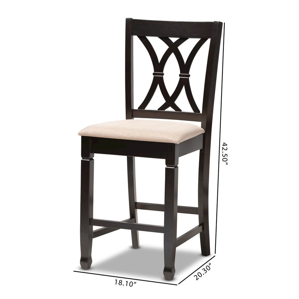 Espresso Brown Finished Wood Counter Height Pub Chair Set of 2. Picture 14