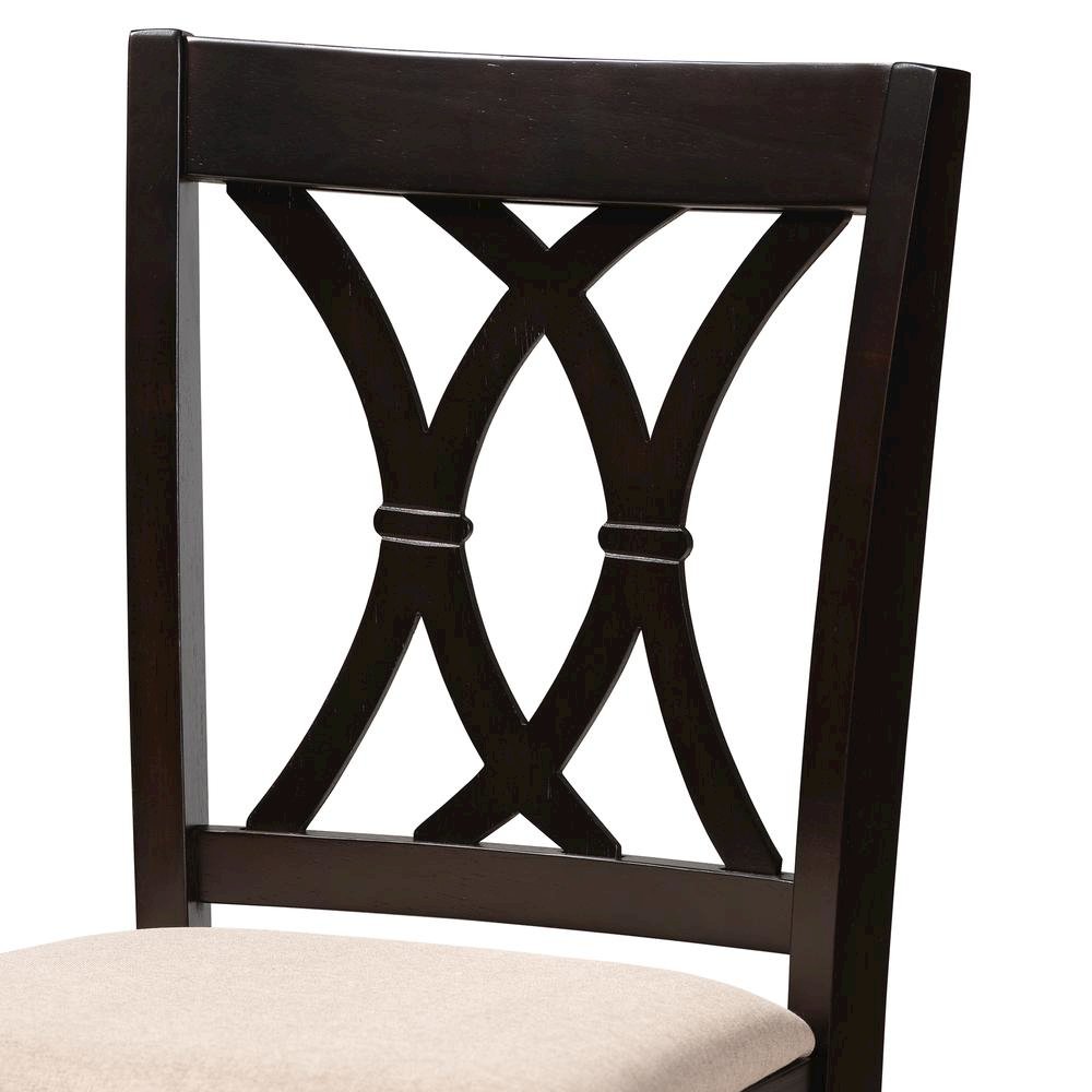 Sand Fabric Upholstered Espresso Brown Finished 5-Piece Wood Pub Set. Picture 11