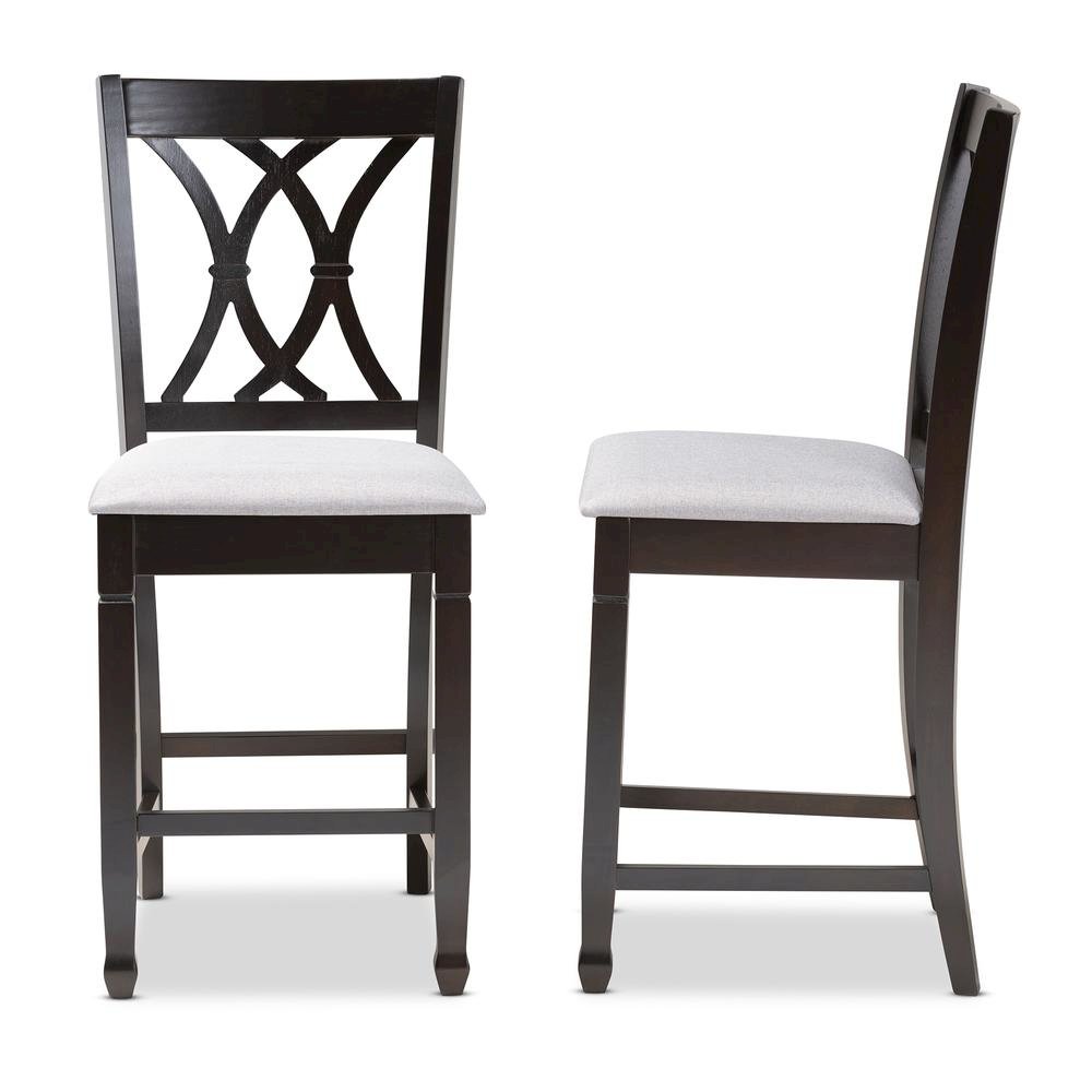 Espresso Brown Finished Wood Counter Height Pub Chair Set of 2. Picture 10
