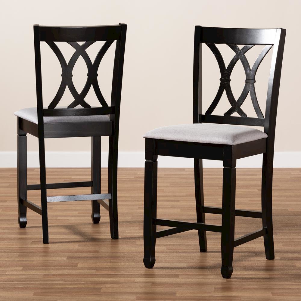 Espresso Brown Finished Wood Counter Height Pub Chair Set of 2. Picture 13