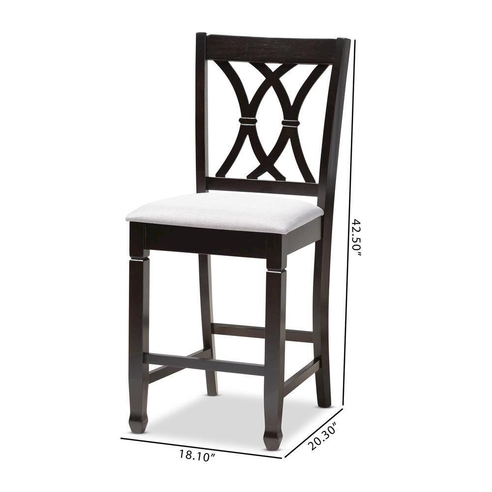 Espresso Brown Finished Wood Counter Height Pub Chair Set of 2. Picture 14
