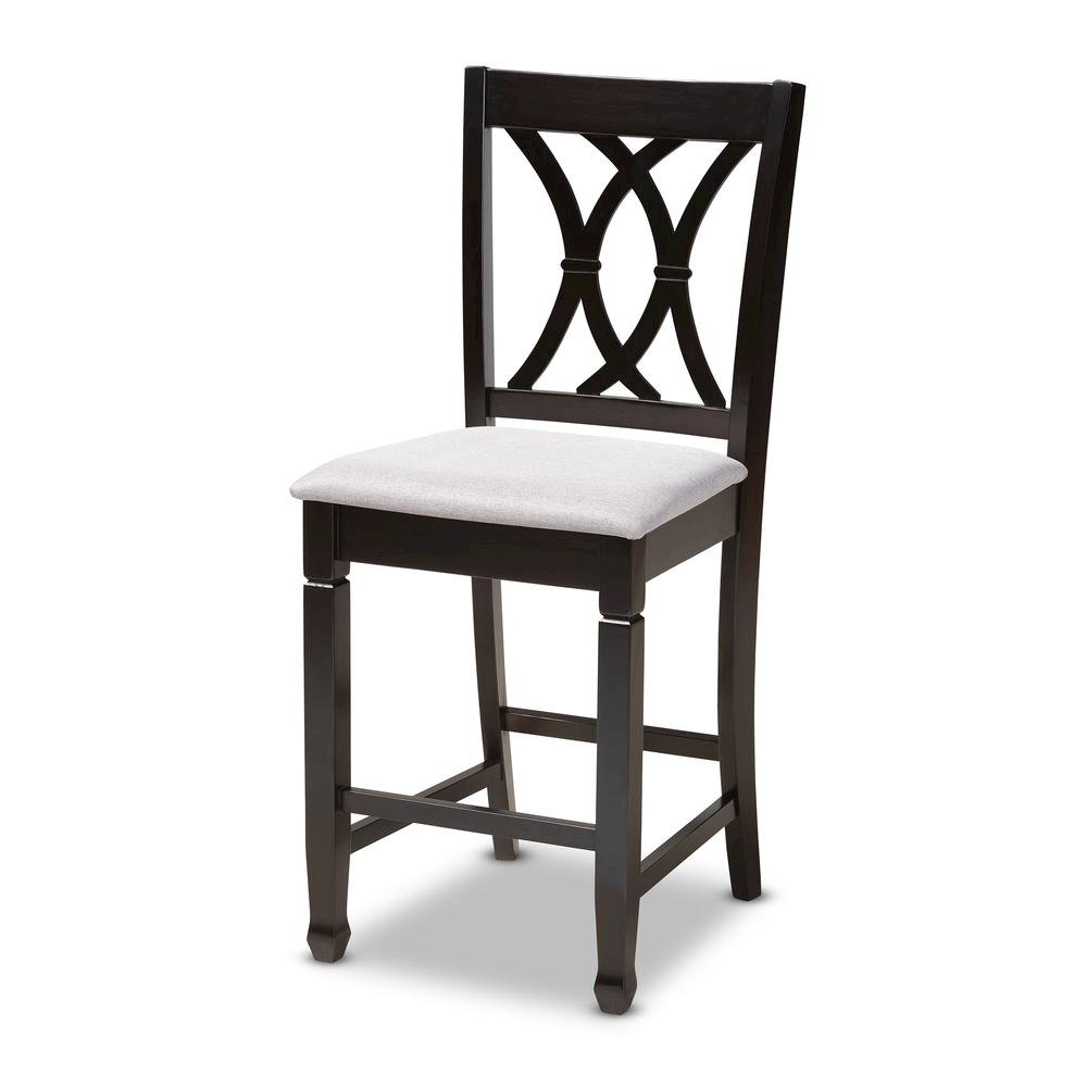 Gray Fabric Upholstered Espresso Brown Finished 5-Piece Wood Pub Set. Picture 10
