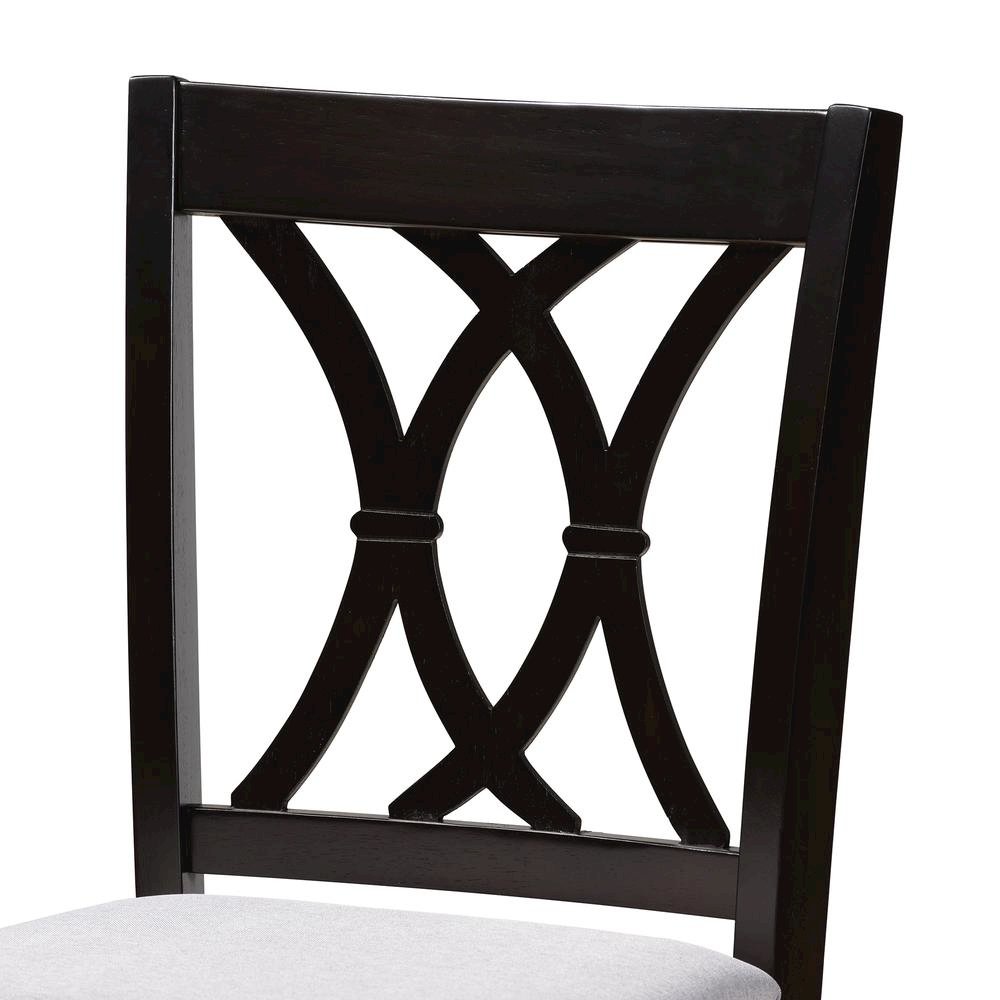 Gray Fabric Upholstered Espresso Brown Finished 5-Piece Wood Pub Set. Picture 11