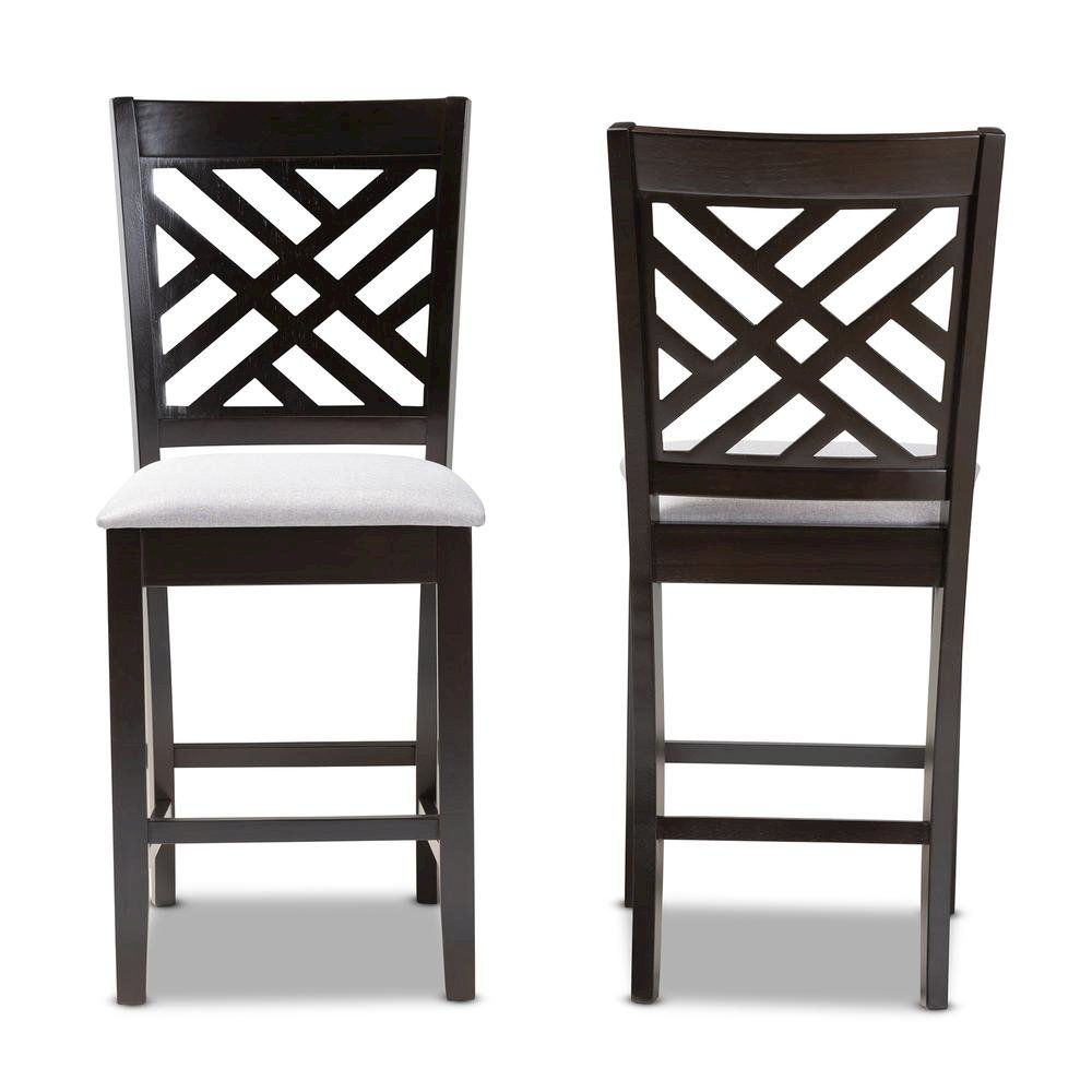 Espresso Brown Finished Wood Counter Height Pub Chair Set of 2. Picture 9