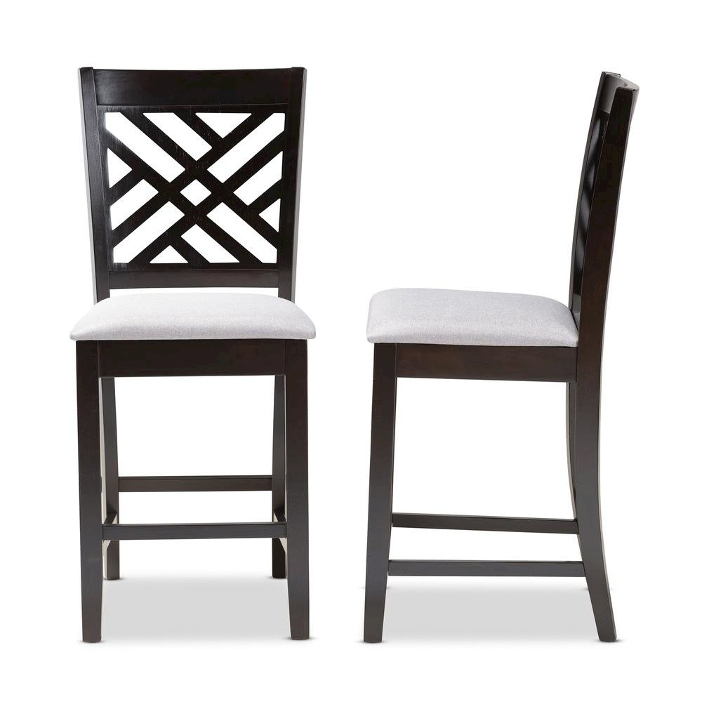 Espresso Brown Finished Wood Counter Height Pub Chair Set of 2. Picture 10