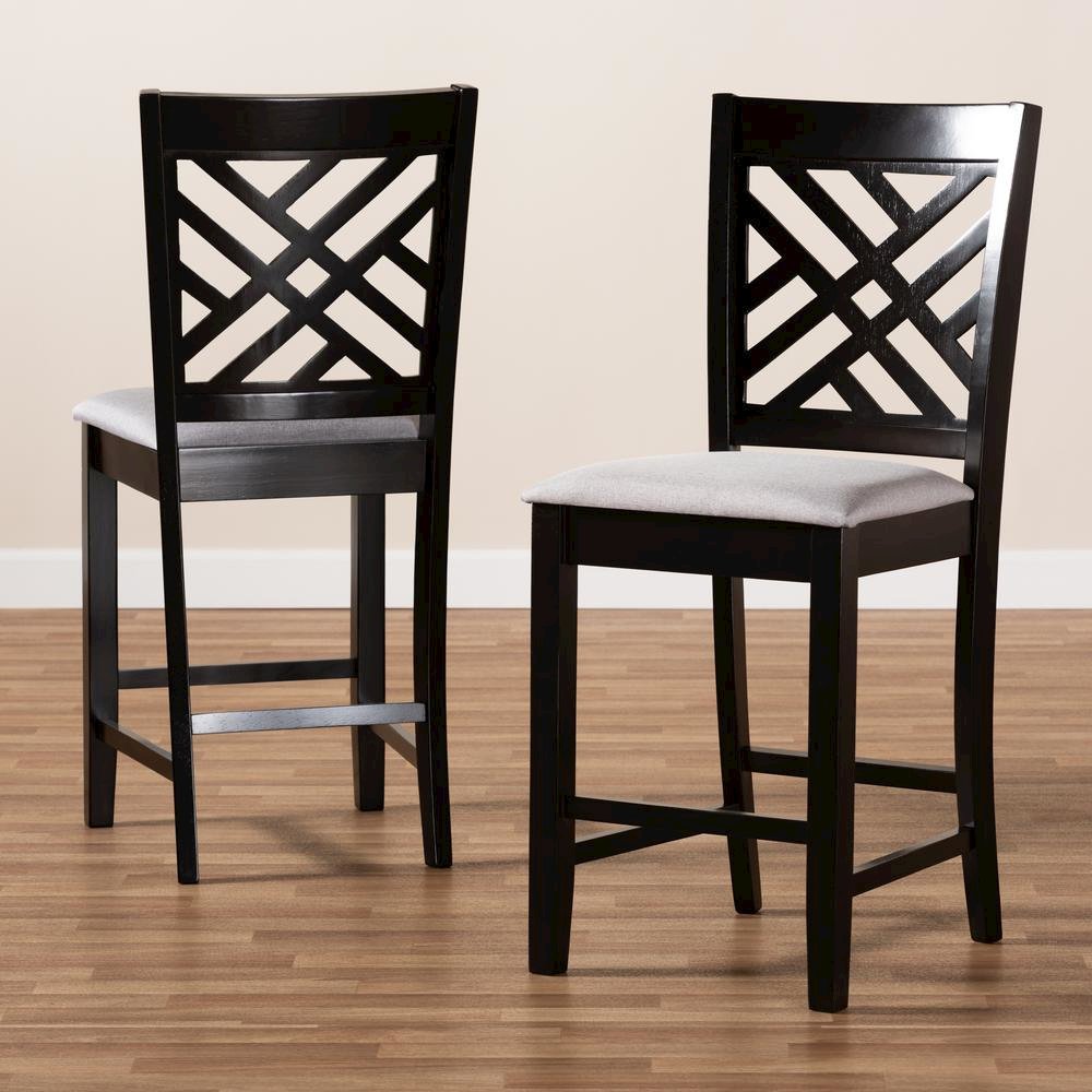 Espresso Brown Finished Wood Counter Height Pub Chair Set of 2. Picture 13