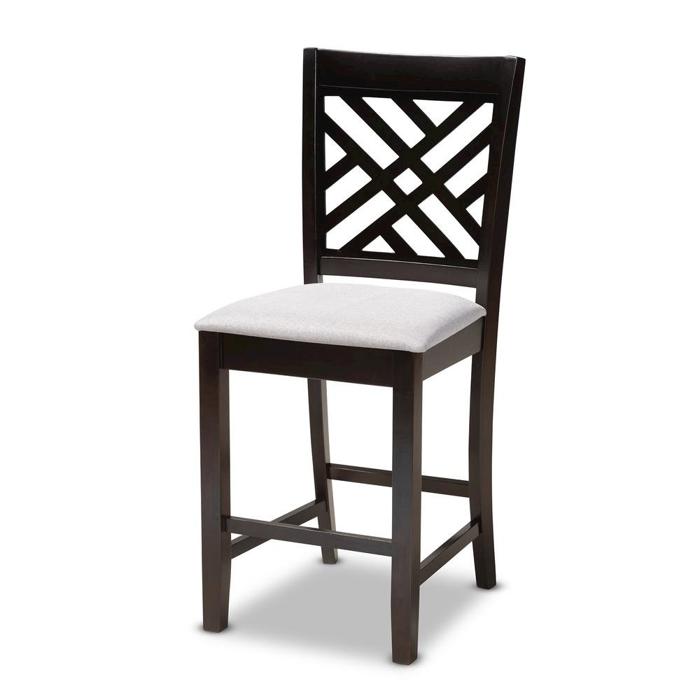 Gray Fabric Upholstered Espresso Brown Finished 5-Piece Wood Pub Set. Picture 10