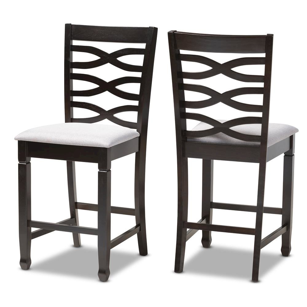 Espresso Brown Finished Wood Counter Height Pub Chair Set of 2. Picture 8