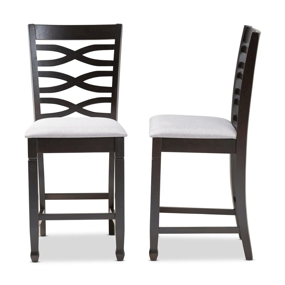 Espresso Brown Finished Wood Counter Height Pub Chair Set of 2. Picture 10