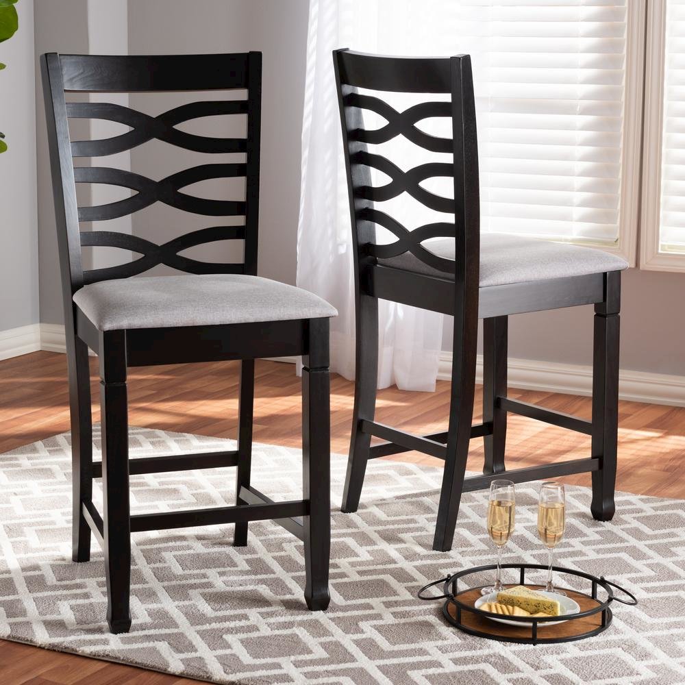 Espresso Brown Finished Wood Counter Height Pub Chair Set of 2. Picture 12