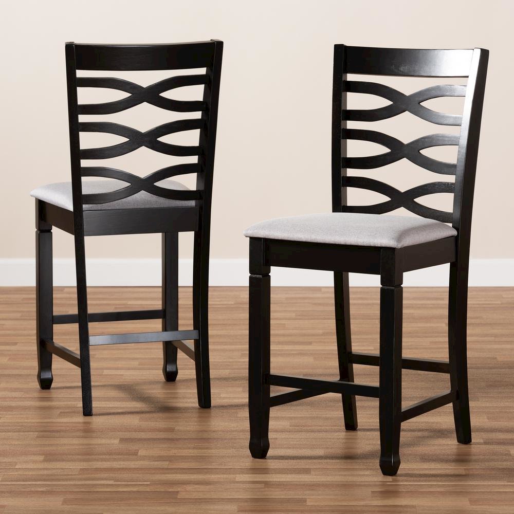 Espresso Brown Finished Wood Counter Height Pub Chair Set of 2. Picture 13