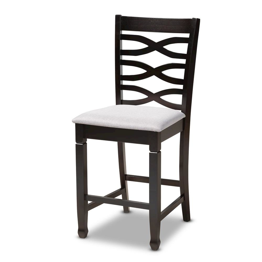 Gray Fabric Upholstered Espresso Brown Finished 5-Piece Wood Pub Set. Picture 10