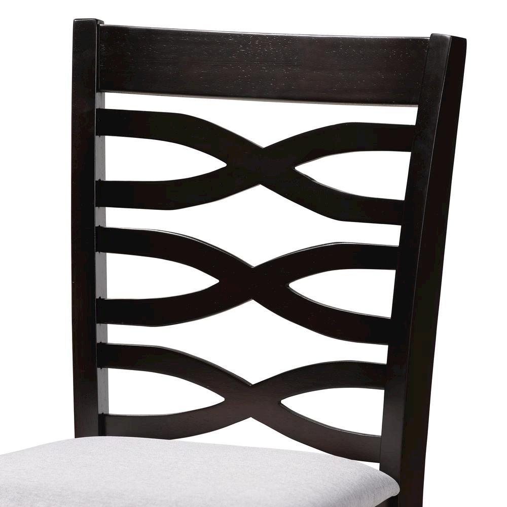 Gray Fabric Upholstered Espresso Brown Finished 5-Piece Wood Pub Set. Picture 11