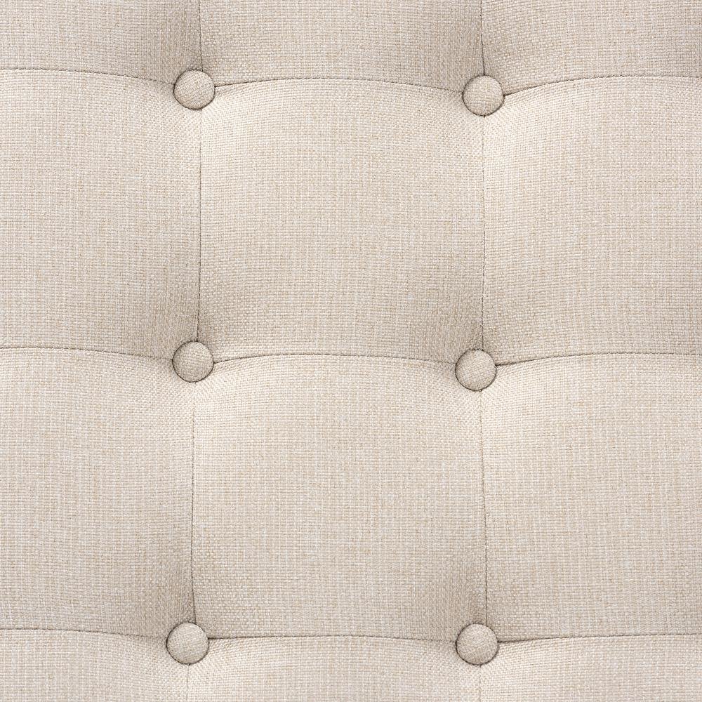 Beige Fabric Upholstered Walnut Finished Cocktail Ottoman. Picture 10