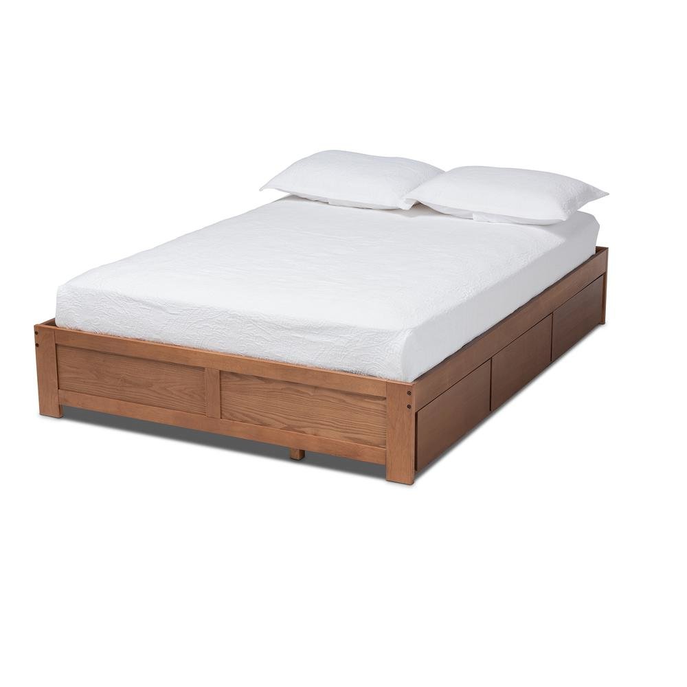 Walnut Finished 3-Drawer Full Size Platform Storage Bed Frame. Picture 14