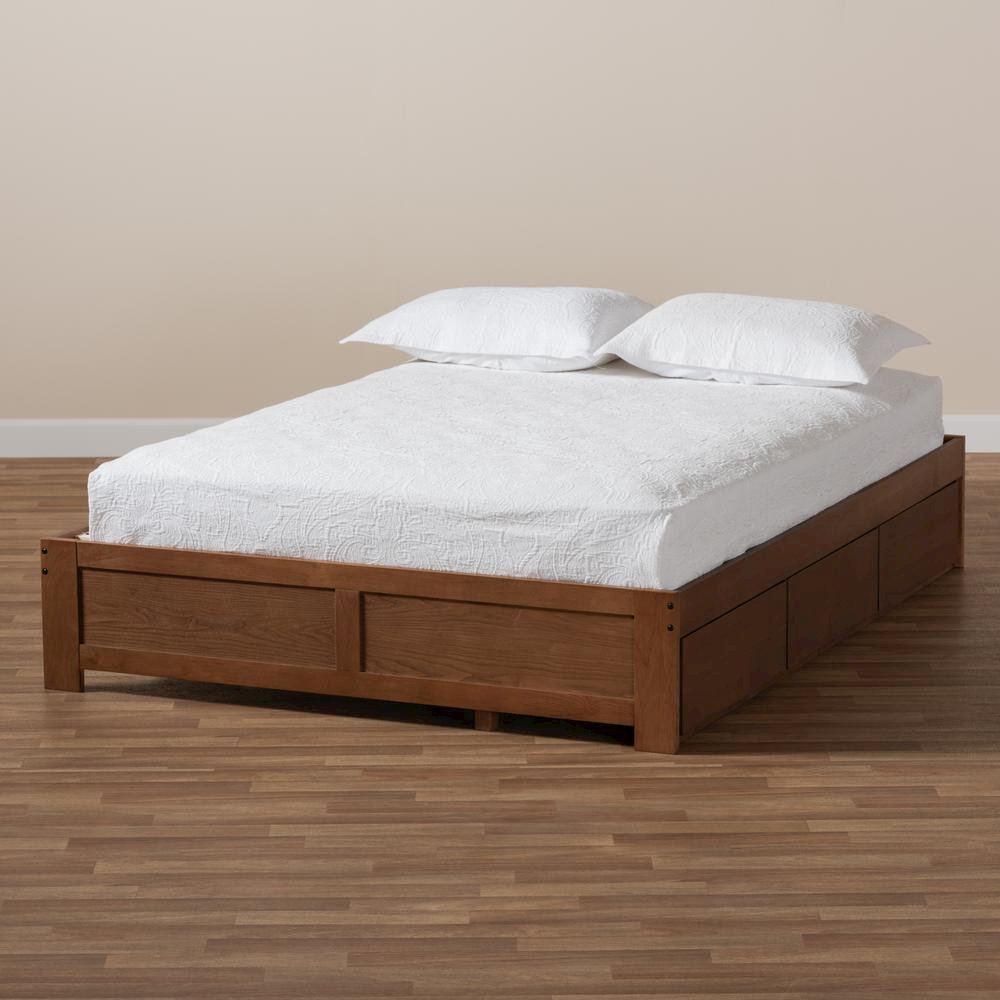 Walnut Finished 3-Drawer Full Size Platform Storage Bed Frame. Picture 23