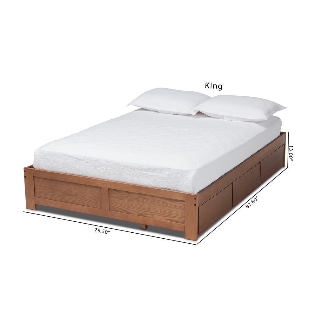 Walnut Finished 3-Drawer Full Size Platform Storage Bed Frame. Picture 26