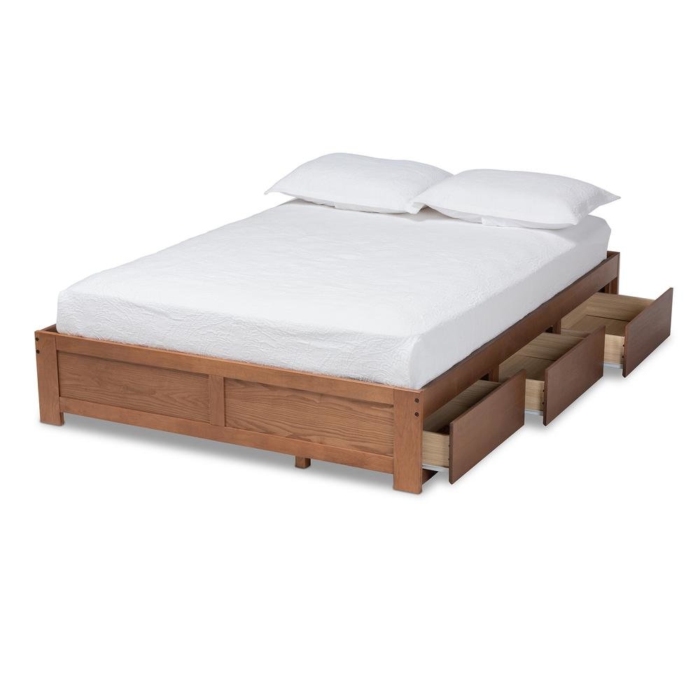 Walnut Finished 3-Drawer Full Size Platform Storage Bed Frame. Picture 15