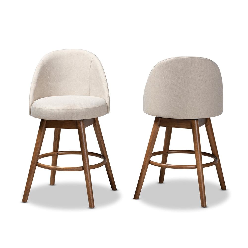 Walnut-Finished Wood Swivel Counter Stool Set of 2. Picture 10