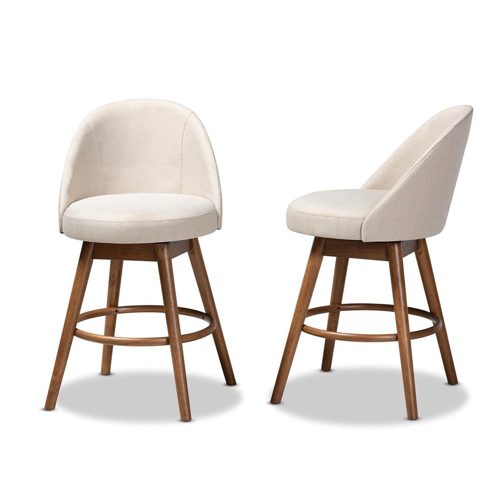 Walnut-Finished Wood Swivel Counter Stool Set of 2. Picture 11
