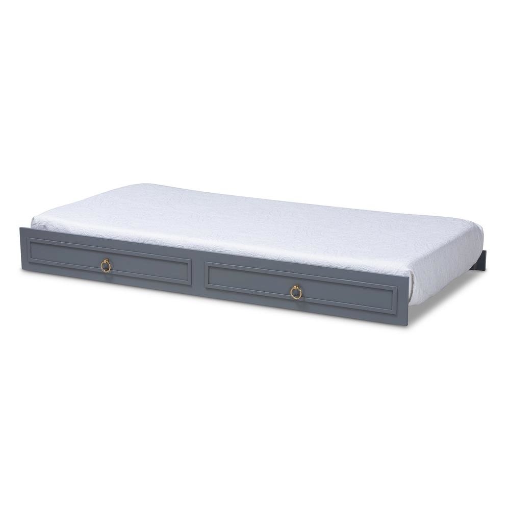 Mariana Classic and Traditional Grey Finished Wood Twin Size Trundle. Picture 8