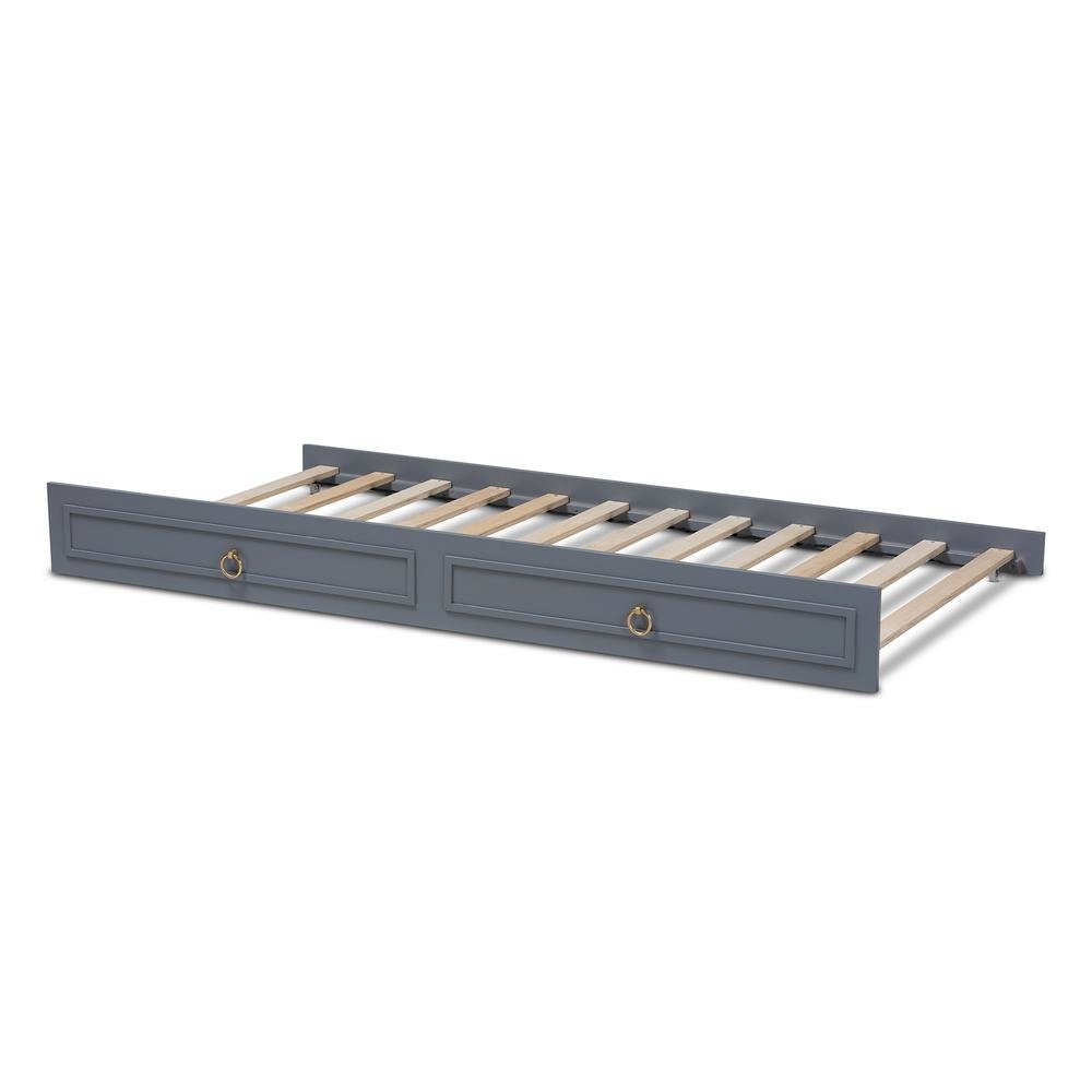 Mariana Classic and Traditional Grey Finished Wood Twin Size Trundle. Picture 10